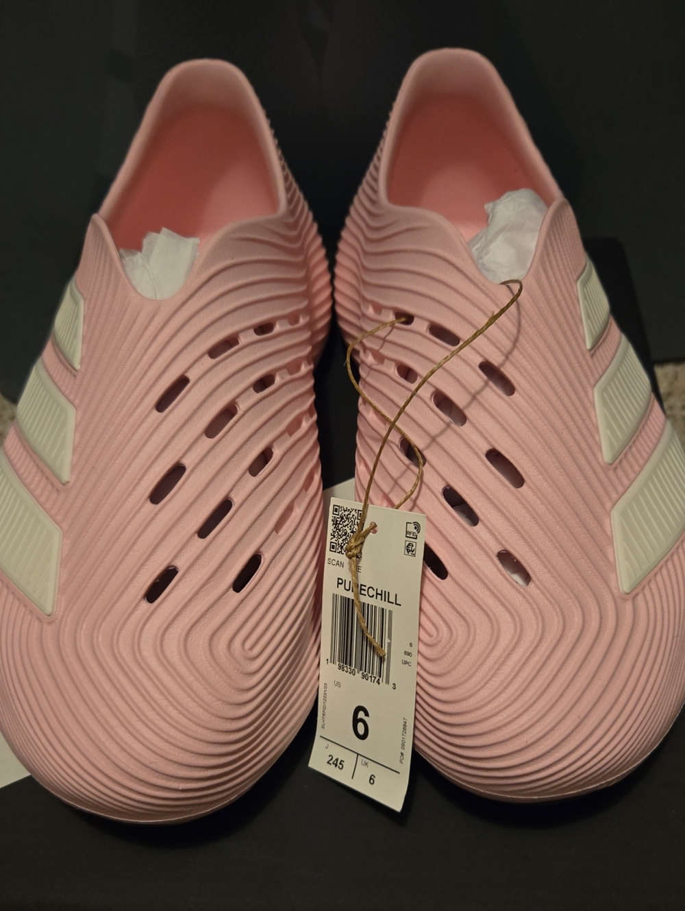 Women’s 7 Or 8 Mens 6 Soft Pink Adidas PureChill White Stripe Slip-On New In Box